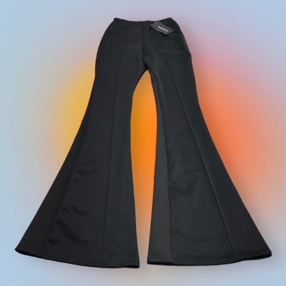 PRETTY LITTLE THING Women’s 4 Black HIGH WAIST EXTREME FLARE Trouser Pants - Picture 2 of 3
